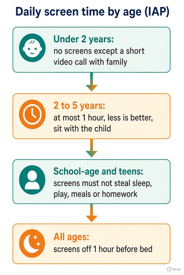 IAP daily screen time limits by age flowchart