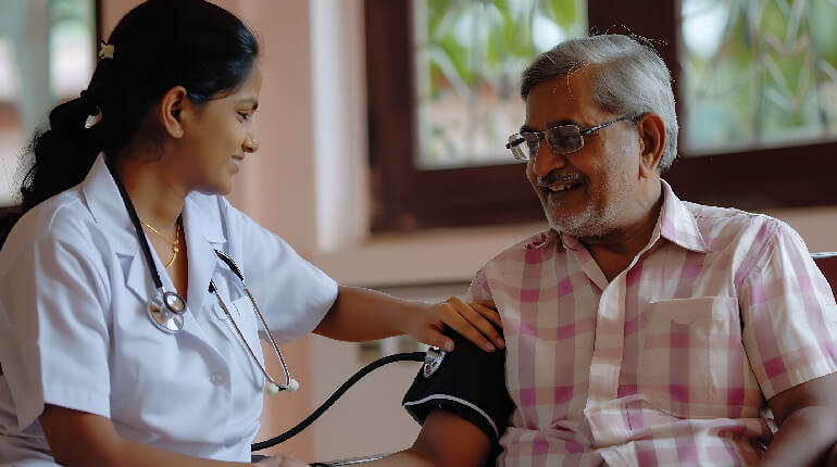 Nurse and older parent during a home visit